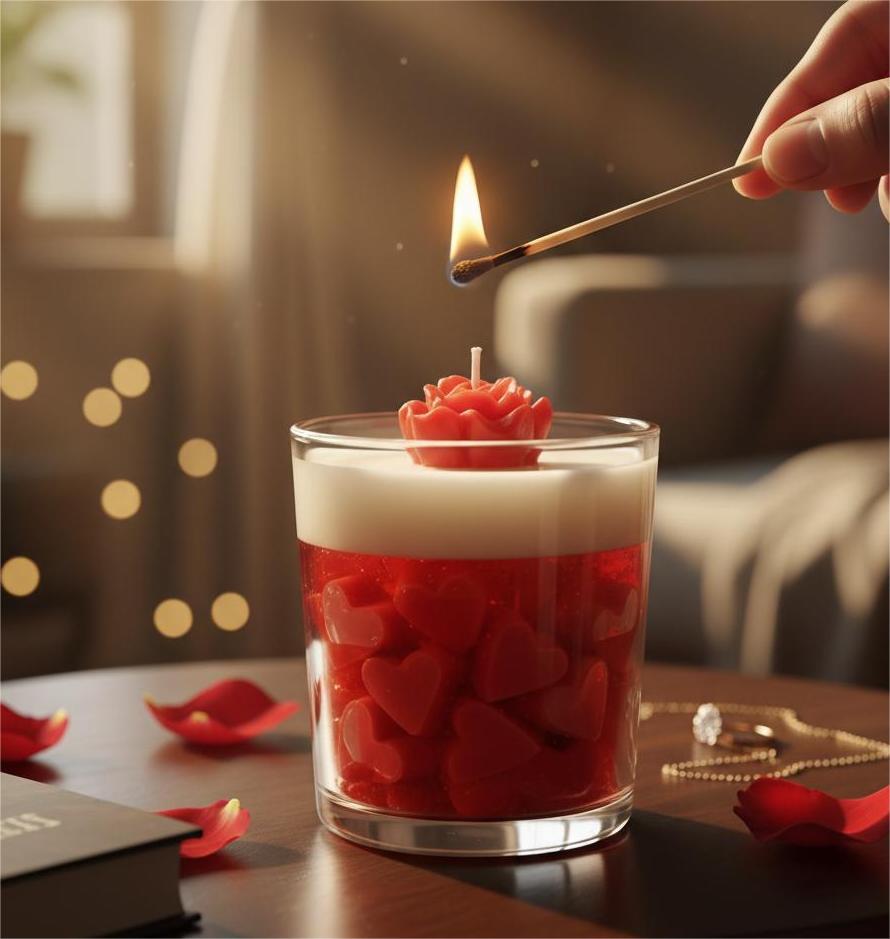 Heart Rose Jar Candle